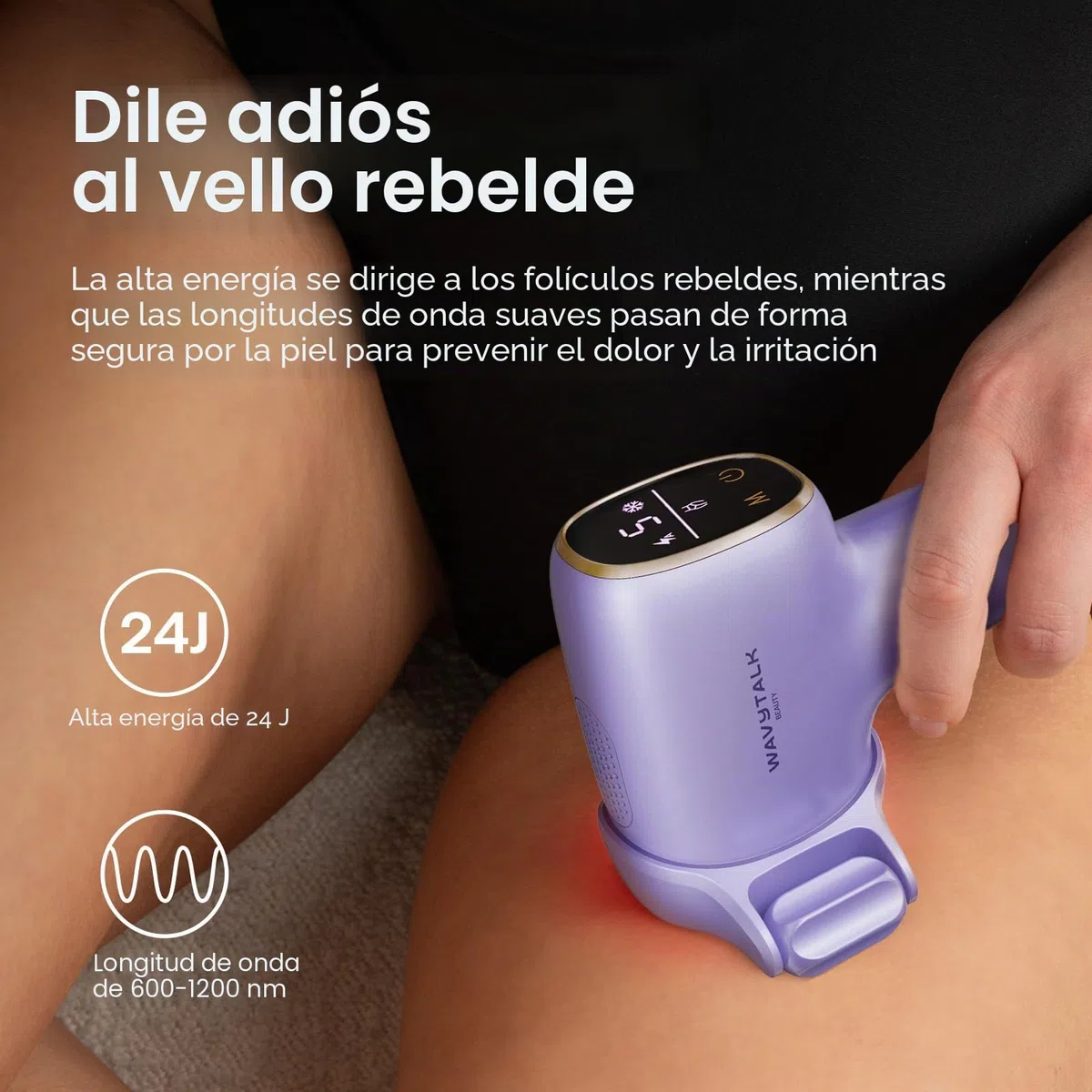 Dispositivo de depilación IPL Wavytalk, Desnúdalo con precisión con rodillo para cara, cuerpo, bikini – Resultado duradero y sin dolor, 24J de doble pulso y enfriamiento con hielo, uso en casa para