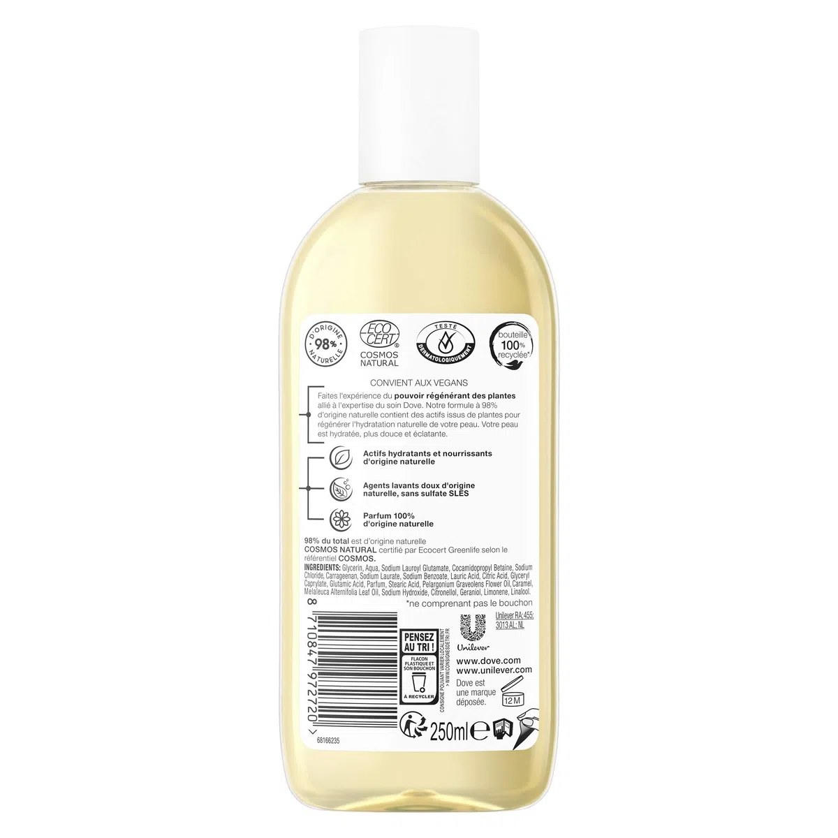 Dove Pouvoir des Plantes - Aceite de ducha para mujer, árbol de té, nutritivo, 100% origen natural, fórmula dermatológicamente probada, apto para veganos, 250 ml