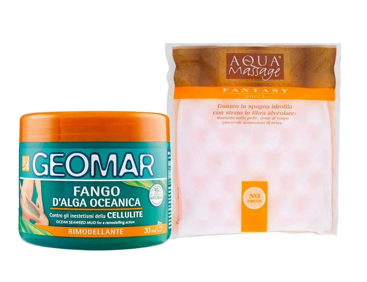 GEOMAR Fango de Algas Oceánicas, Contra los Inestetismos de la Celulitis 650g, más manopla de esponja hidrófila.