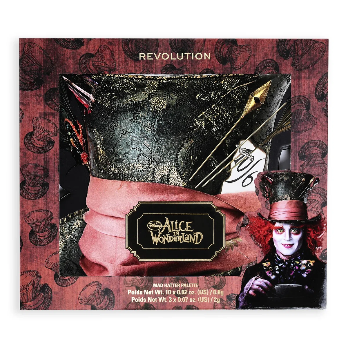 Revolution Beauty, Disney's Alice in Wonderland x Revolution Mad Hatter Paleta, Maquillaje de Ojos & Rostro para Disfraz de Halloween, Vegano & Libre de Crueldad