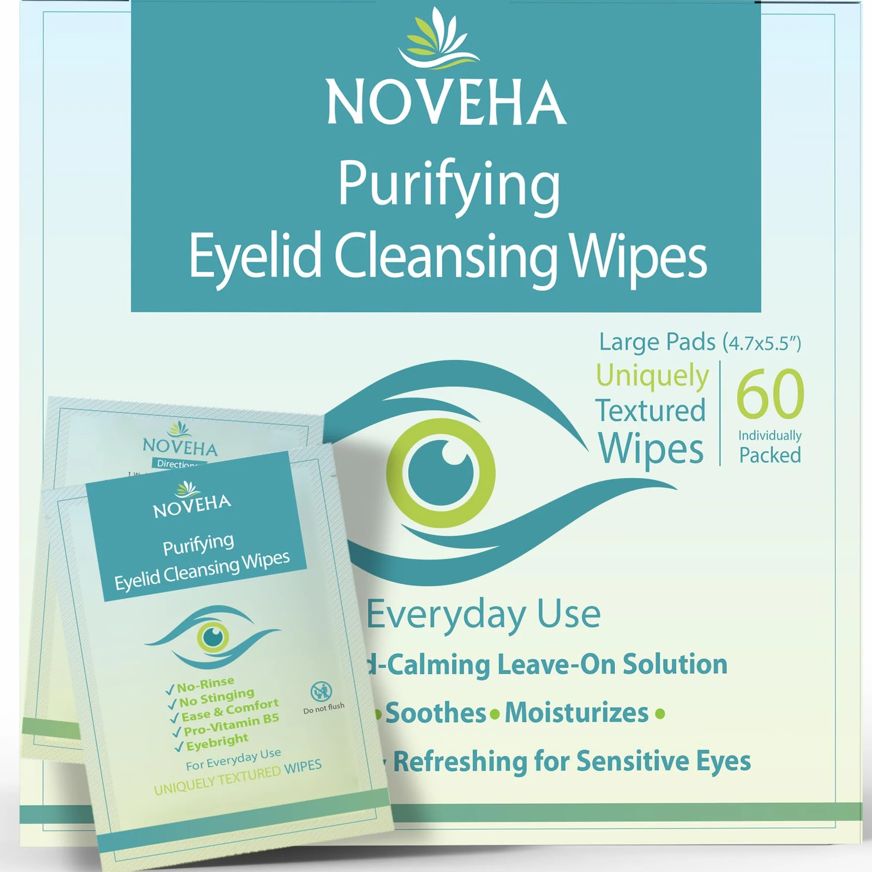 Toallitas antimicrobianas para párpados y pestañas | Para picazón, ojos secos, orzuelos y blefaritis, suaves y naturales, hipoalergénicas y calmantes para ojos sensibles, paquete de 60