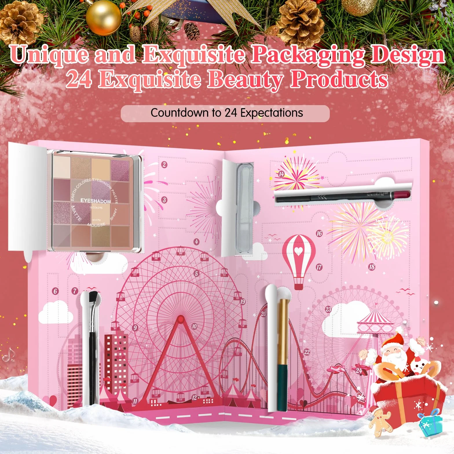 Aifanciey Calendario Adviento 2025, Makeup Set de Maquillaje Calendario de Adviento con 24 de Cosméticos, Regalo ideal para de Nochebuena, Navidad, Festival
