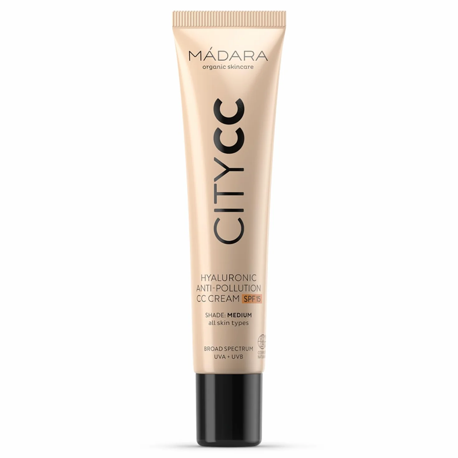 MÁDARA Organic Skincare | CITY CC Crema CC Antipolución con Ácido Hialurónico SPF15#Medium 40 ml – Con Ácido Hialurónico y Protección Solar de Amplio Espectro UVA/UVB, Textura Ligera y Sedosa
