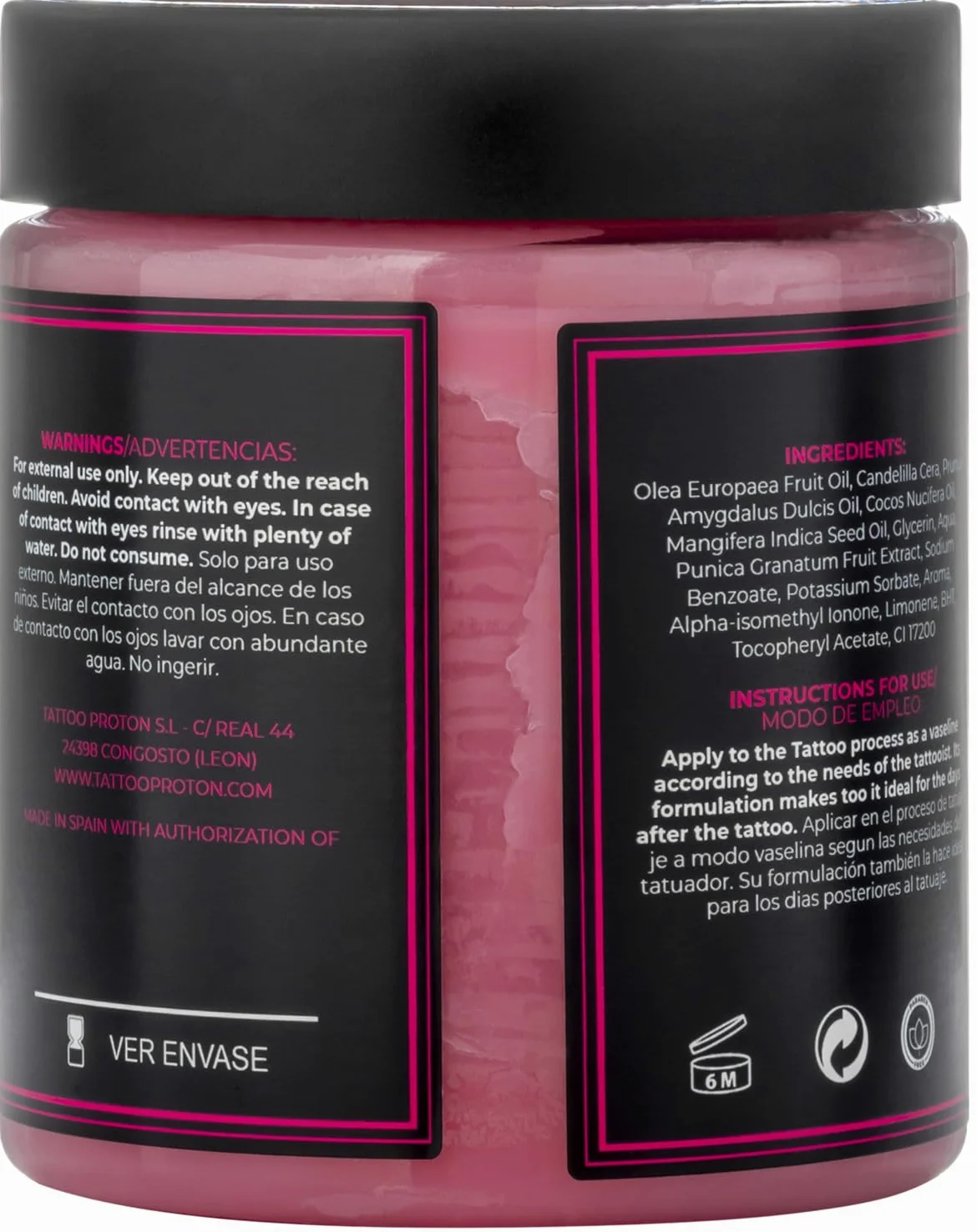 Proton - Colours Obsession - Tattoo Butter - Made by Nature - Pink - 250ml / 8.5 Oz. Crema para proceso tatuaje y curar. Rosa