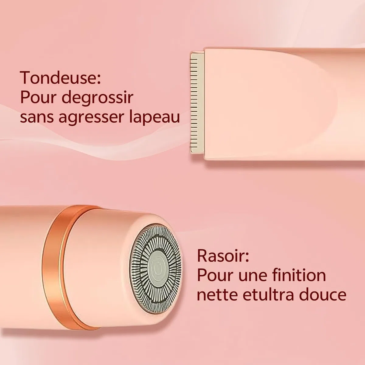 Depiladora Intima Mujer, Afeitadora Electrica Mujer, Rasuradora Mujer Zona Intima Y Cejas, Resistente Al Agua IPX7, Adecuada Para Zona Del Bikini, Piernas, Axilas Y Vello (Rosa)