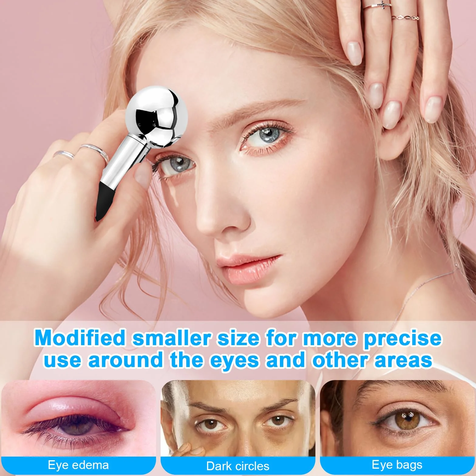 CGBE 2 Piezas Globos de Hielo Facial, Masaje de Hielo Bola para Cara Ojos Cuello, Rodillo de Hielo de Acero Inoxidable, Reduce Las Ojeras y La Hinchazón, Mejora la Circulación Sanguínea
