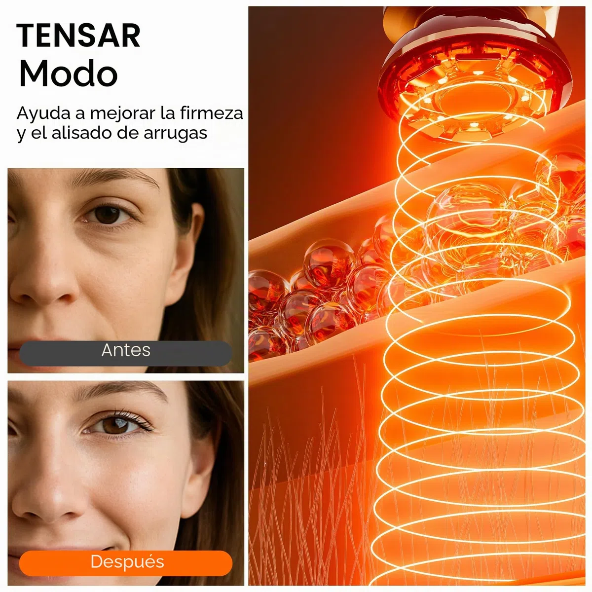 INIA Aparato profesional de masaje facial antienvejecimiento 3 en 1 con microcorriente y luz roja. Aparato reafirmante y lifting para rostro y cuello. Reduce la hinchazón y las arrugas. Reafirma