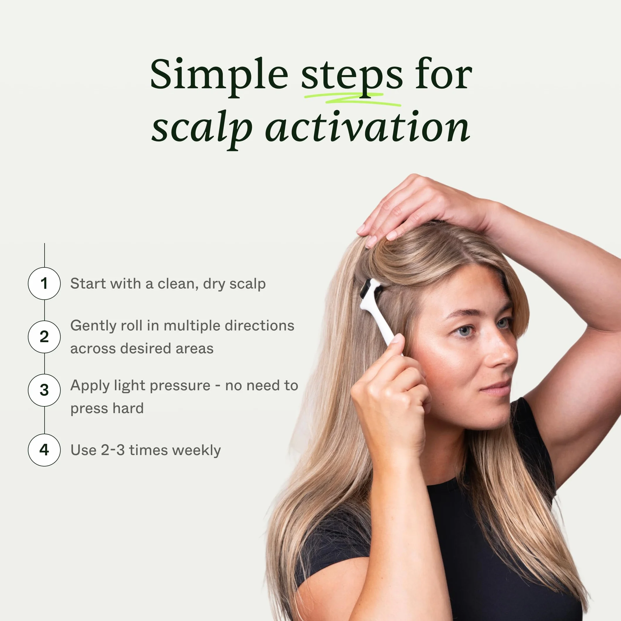 Scandinavian Biolabs Scalp Activating Roller – estimula el cuero cabelludo, favorece una apariencia más densa, microagujas de titanio de grado médico, mejora la absorción del sérum