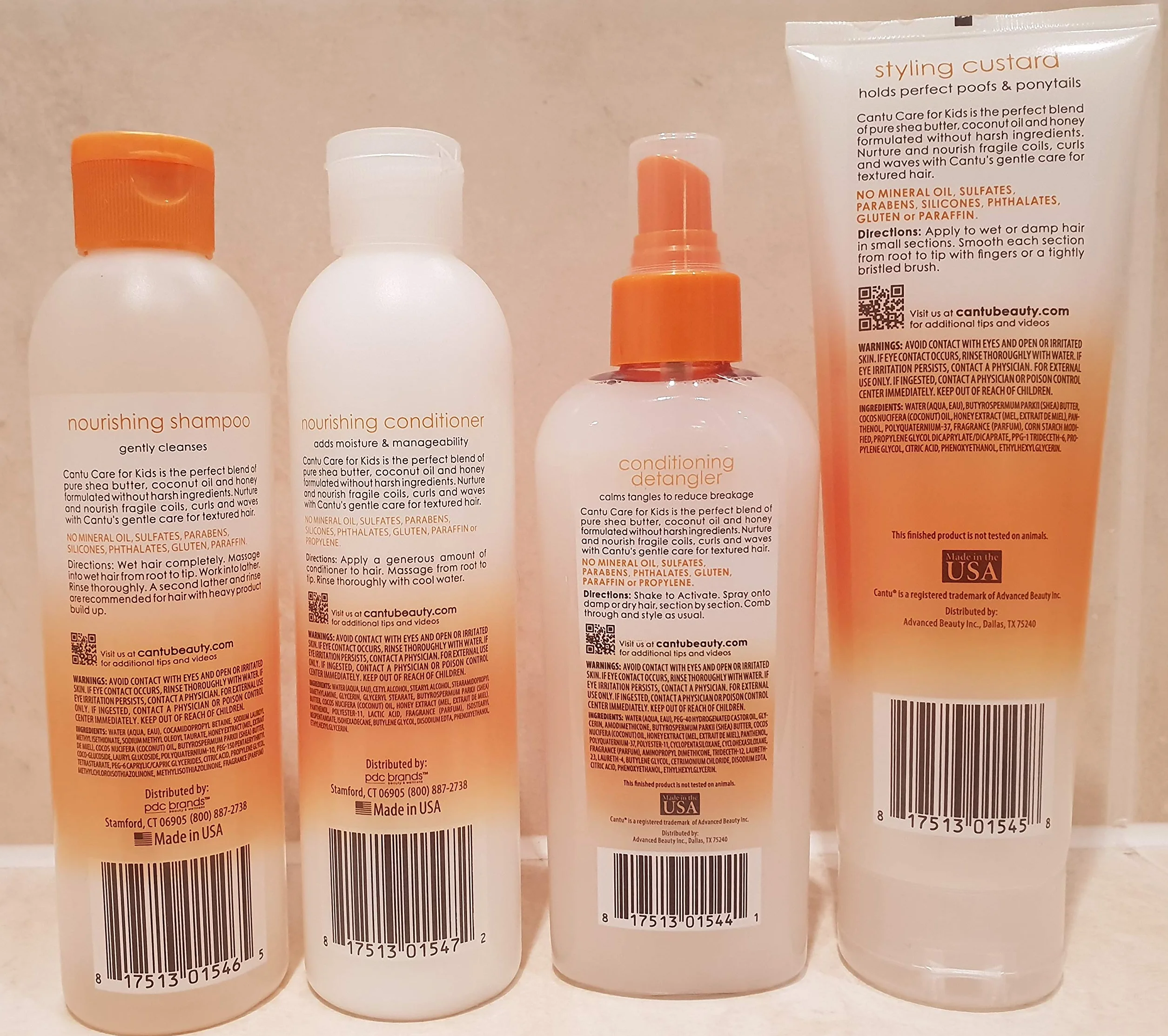 Cantu Care For Kids - Champú + acondicionador + desenredante + fijador de rizos, cuidado suave para cabellos texturizados (juego de 4)