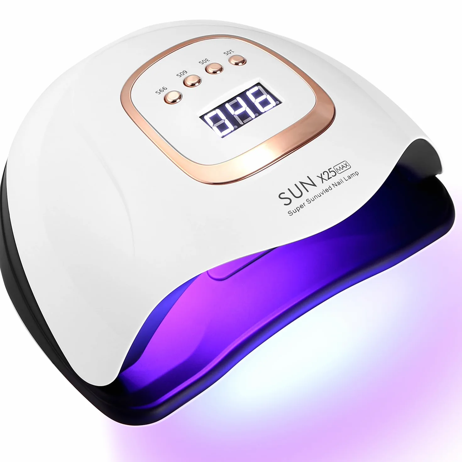 Zawaer Lámpara UV para uñas de gel, lámpara LED de 380 W, para esmalte de gel, con pantalla digital, sensor automático, 4 ajustes de temporizador, 81 perlas de lámpara, secador de uñas para salón y