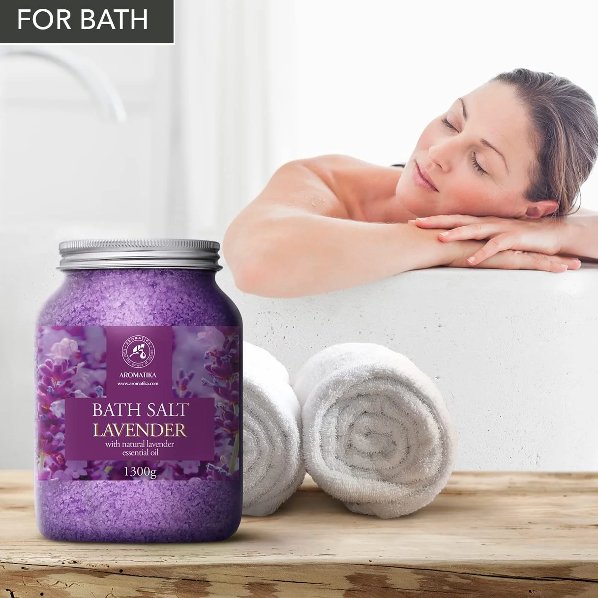 Sales de Baño Lavanda 1300g - Sales Marinas de Baño con 100% Natural Aceite Esenciale de Lavanda son Buenas para Dormir - Reducción de Estrés - Baños - Cuidado Corporal - Relajación - Aromaterapia
