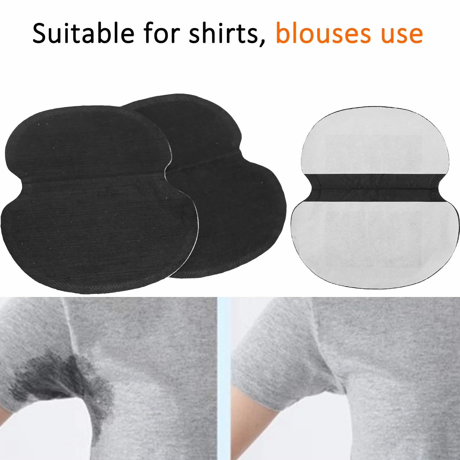60 uds. Almohadillas para el Sudor de las Axilas, Ropa de Vestir de Tela No Tejida, Almohadillas para el Sudor de las Axilas, Almohadillas Negras para el Sudor para Mujeres,