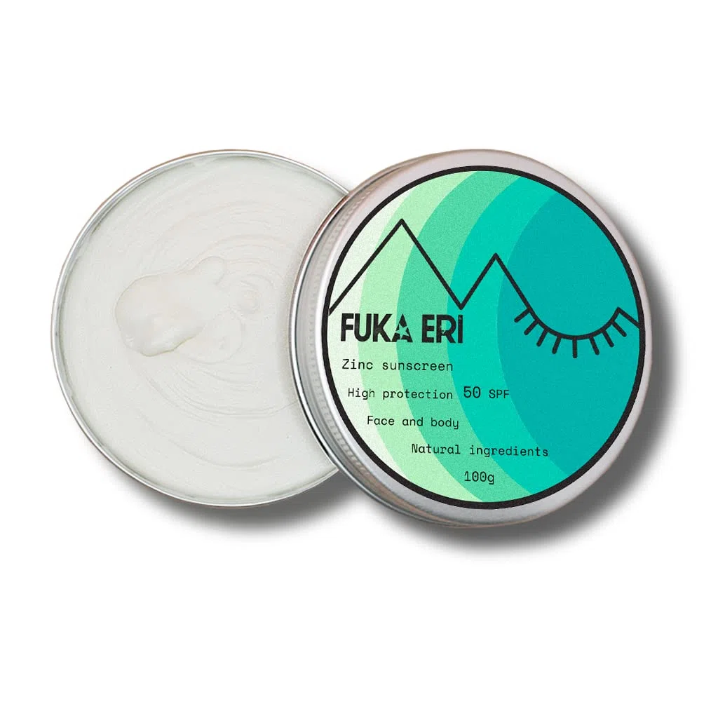 Protector Solar Mineral SPF50 con Óxido de Zinc No Nano – Resistente al Agua y Sudor – Protector solar facial y corporal – 100g | FUKA ERI