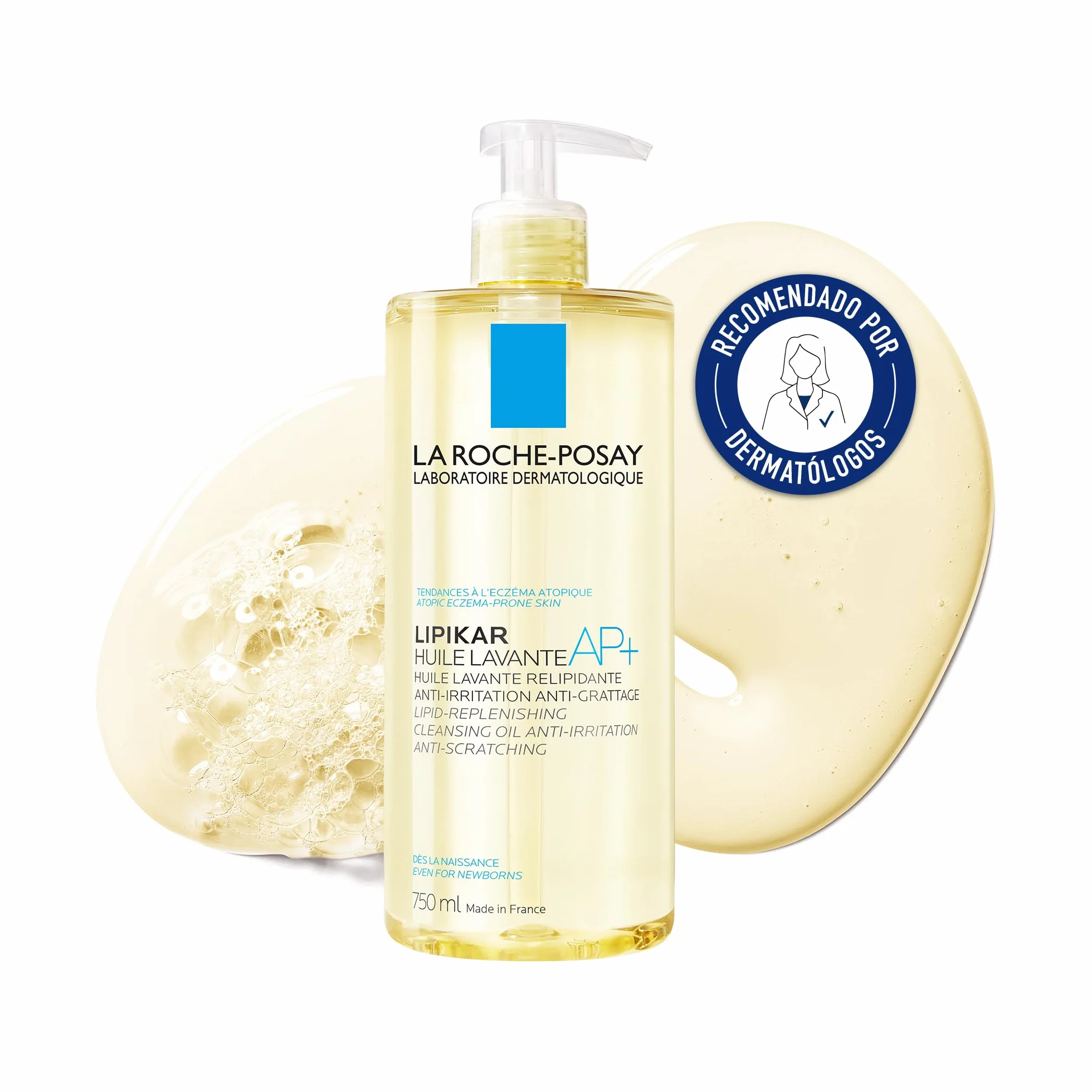 La Roche Posay Aceite de Ducha, Relipidizante, Anti-irritaciones, Hidrata y Calma, Enriquecido con Manteca de Karité, Para Pieles Secas y Atópicas, Lipikar AP+, 750 ml