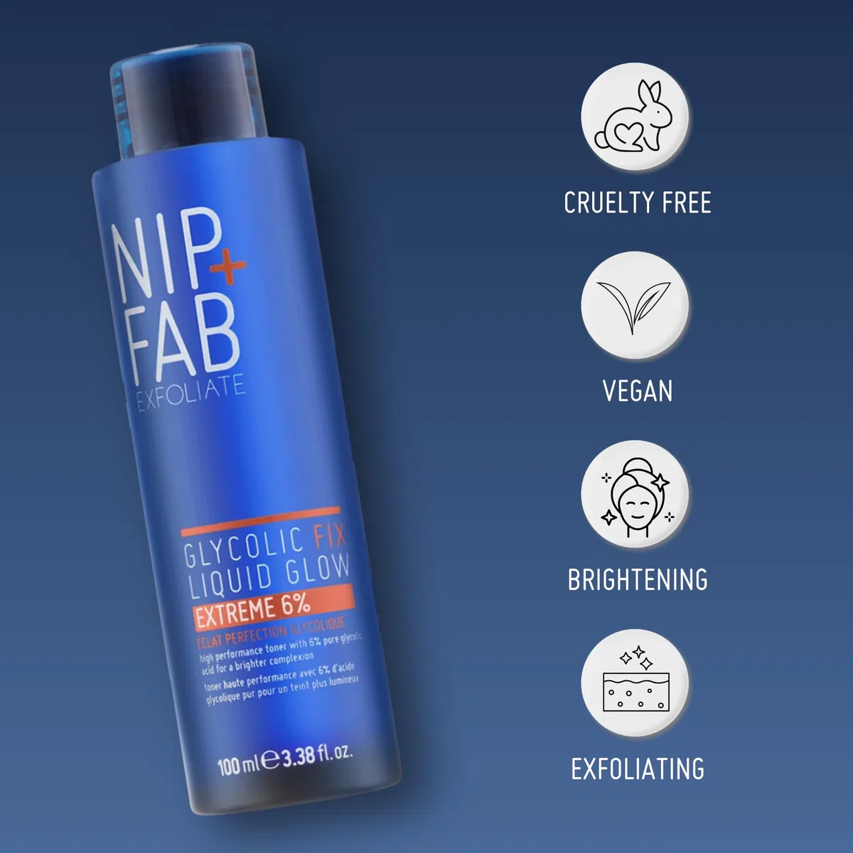 Nip + Fab Glycolic Acid Fix Liquid Glow Extreme 6% | Peeling Líquido | Exfoliante Facial | Ácido Glicólico | 100 ml