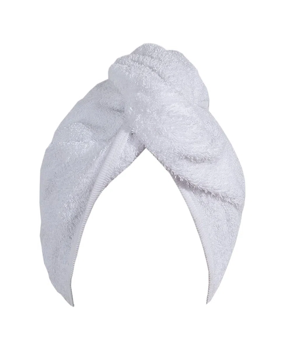 Toallas de secado del cabello, 100% puro de rizo de algodón, toalla de cabello suave, envoltura de cabello torcido, gorro de pelo, toallas de spa con lazo y botón para pelos largos (blanco)