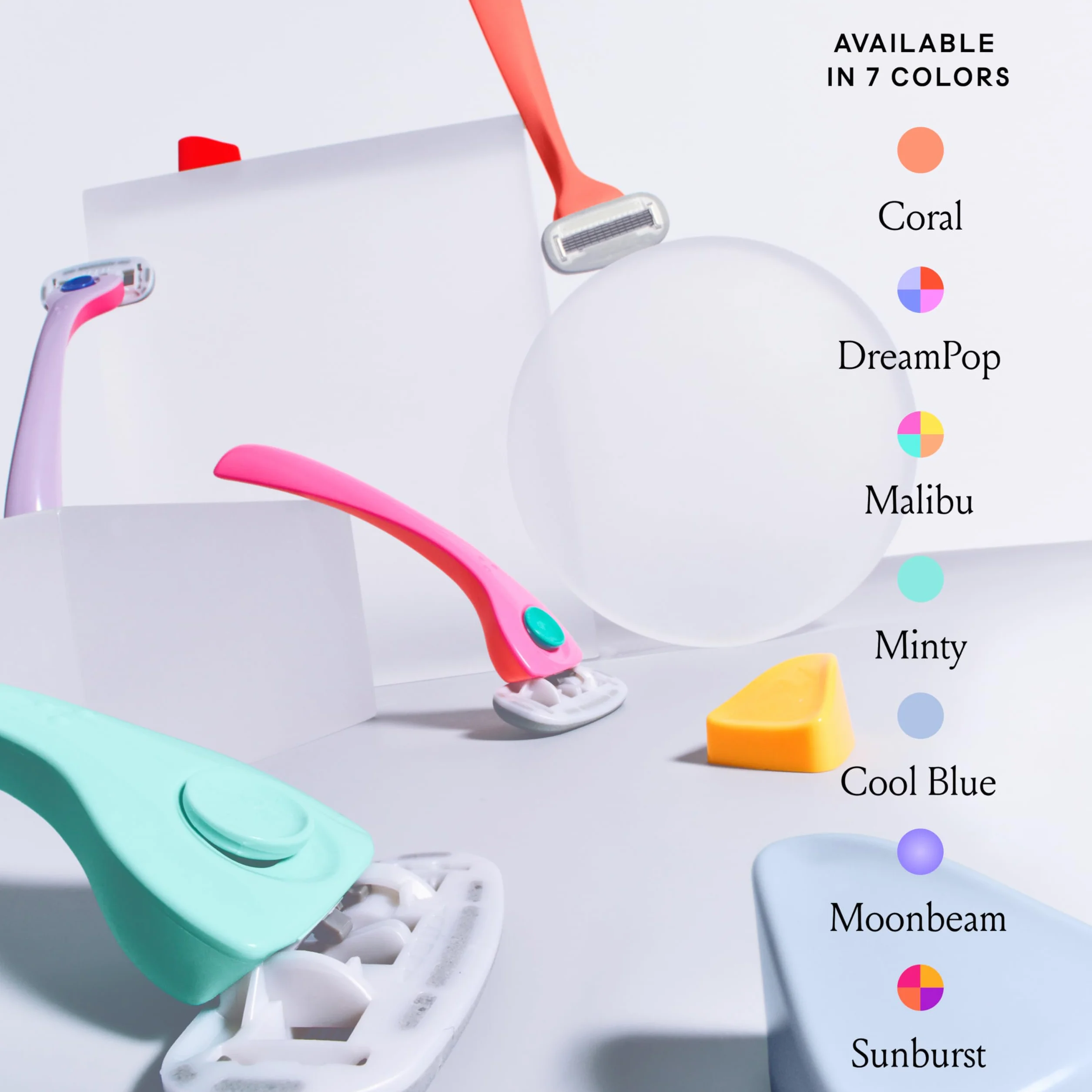 Billie Kit de afeitado para mujer - Maquinilla de afeitar para mujer + 2 recambios de maquinilla de afeitar de 5 cuchillas + soporte magnético - Sunburst