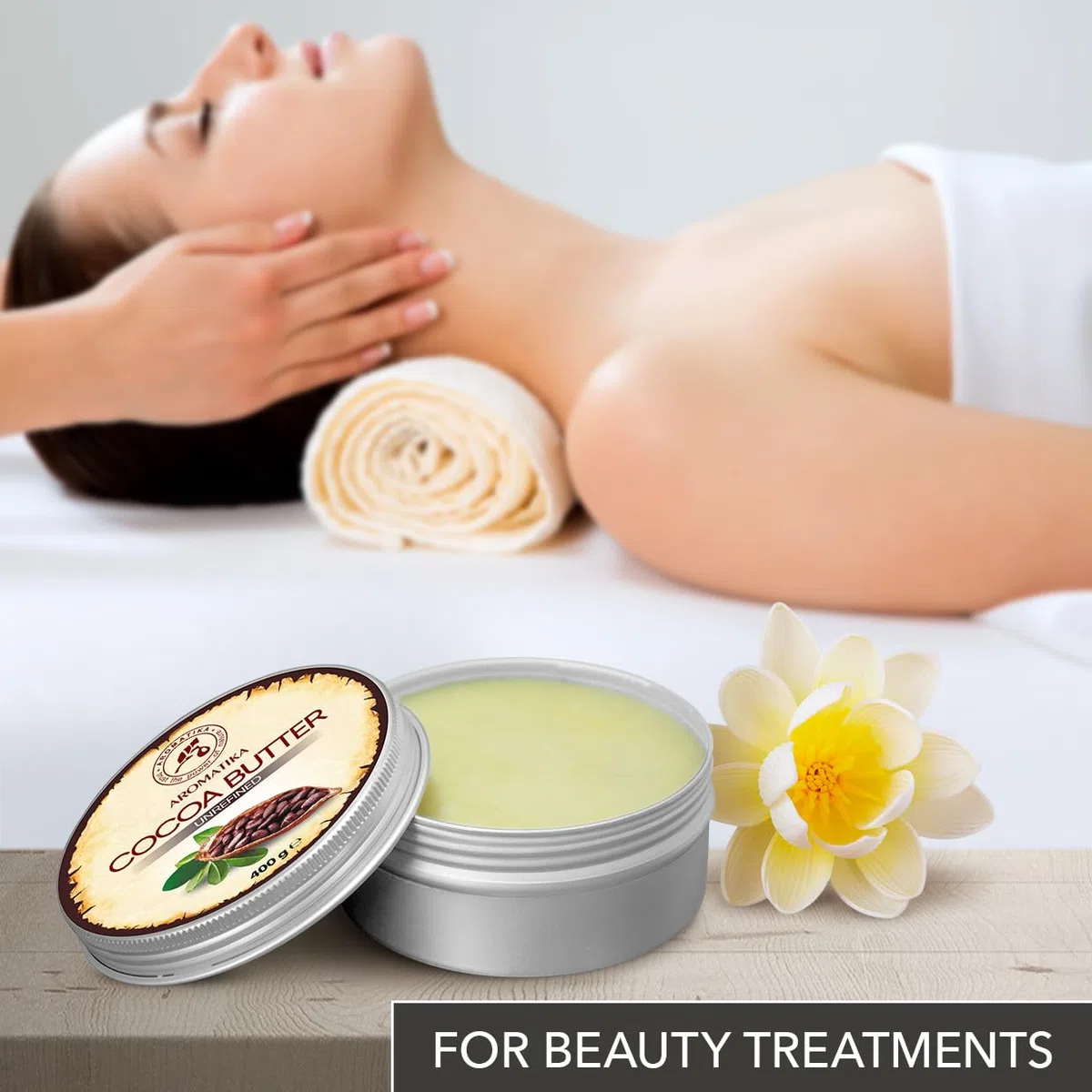 Manteca de Cacao 400g - Sin Refinar - Pura y Natural - Manteca de Cacao para el Cuidado de la Belleza - Hidratante para el Cabello - Piel - Labios - Cara - Cuerpo - Masaje - Belleza