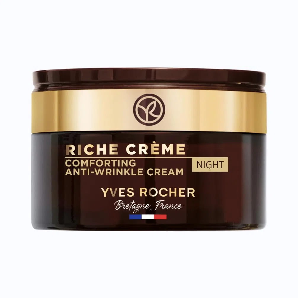 Yves Rocher RICHE CRÈME - Crema Facial de Noche Antiarrugas - Cuidado Nocturno Anti Edad para Mujeres - Con Aceite de 1000 Rosas para una Regeneración Celular Intensa - 50ml