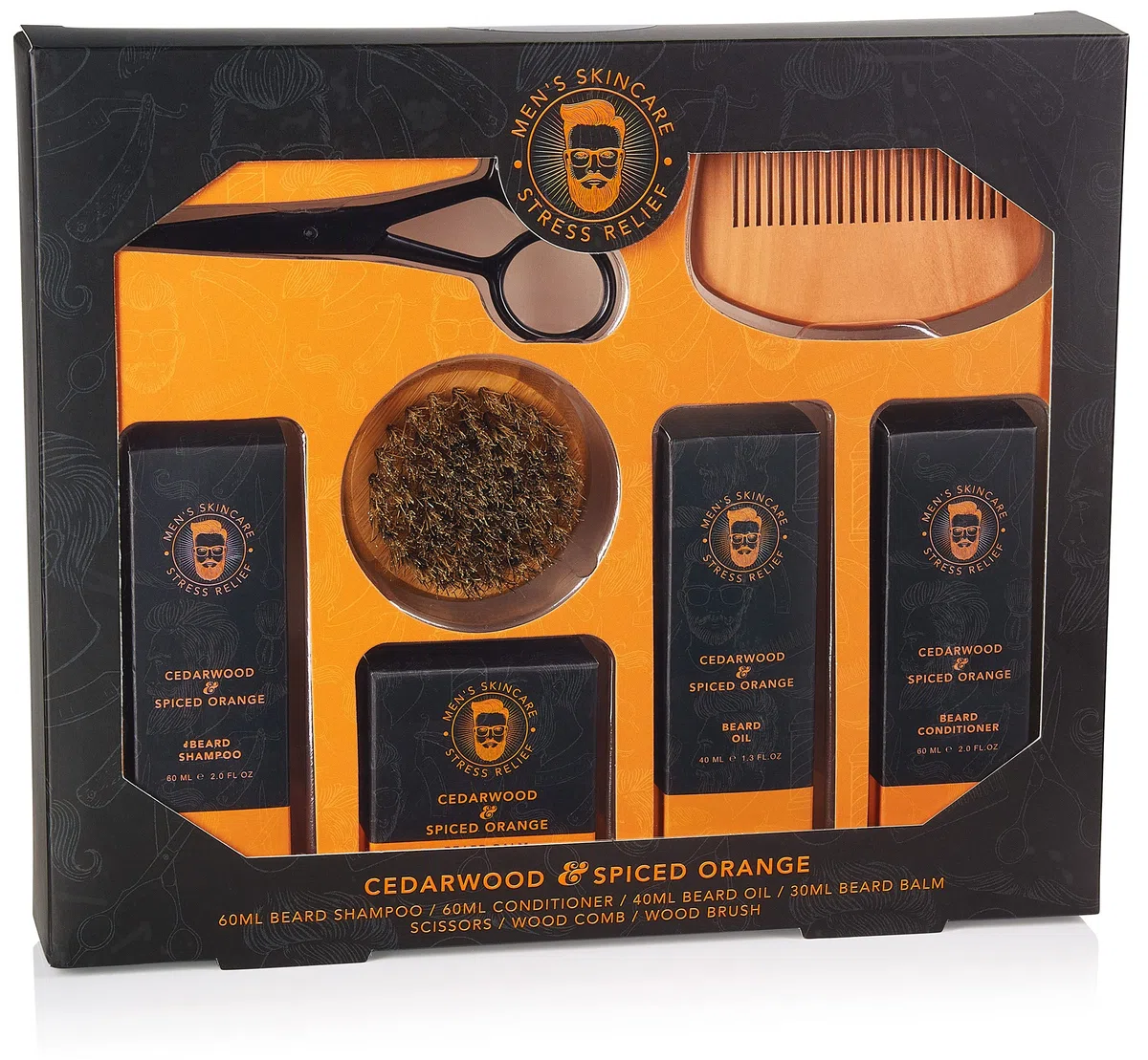 BRUBAKER Kit de Barba de 7 Piezas con Champú para Barba, Acondicionador para Barba, Aceite, Bálsamo, Cepillo para Barba, Peine, Tijeras para Barba - Regalos Hombres - Kit de Mantenimiento para Barba