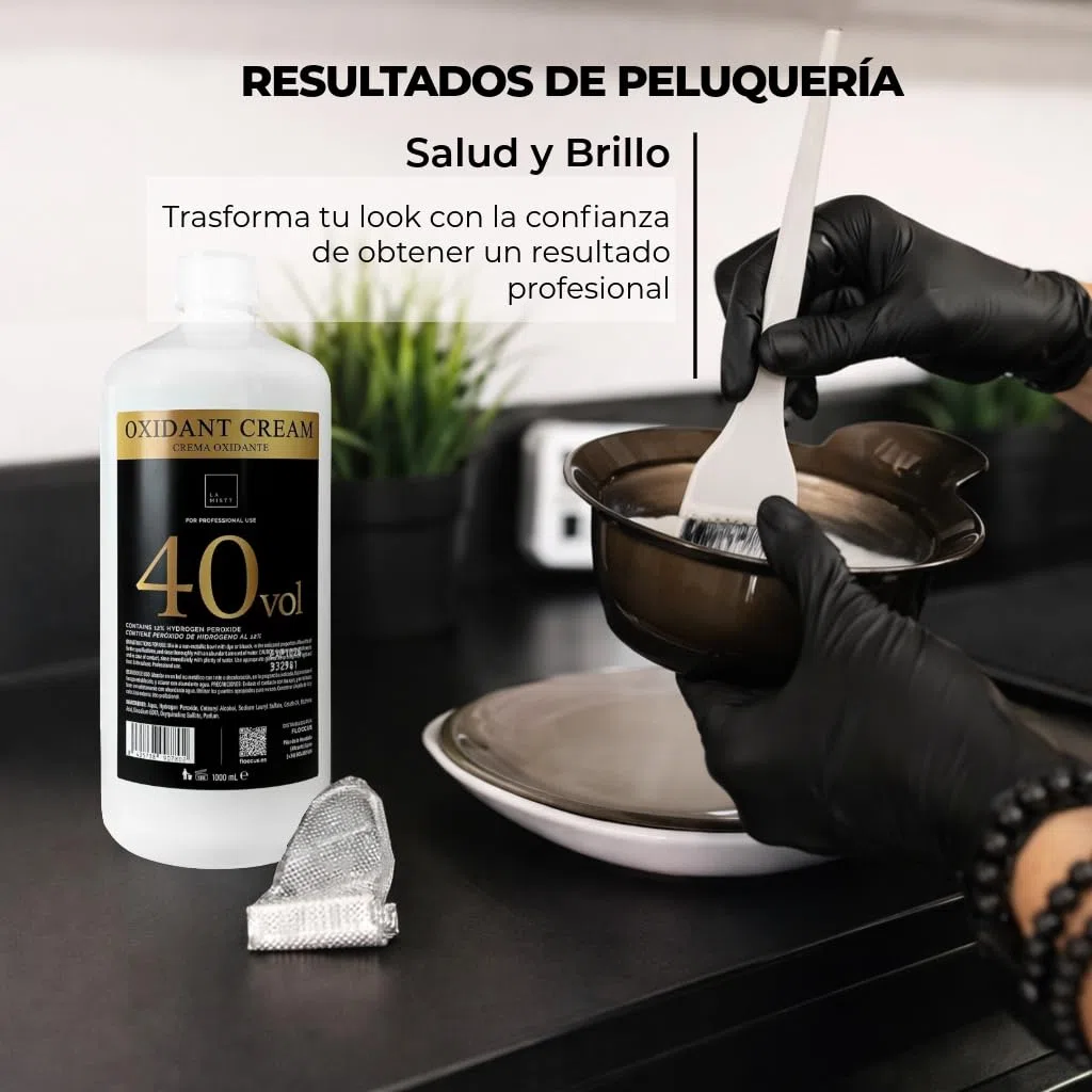 Crema Oxigenada 40 Vol (12%) para Tintes | 5 Botellas de 1 Litro | Decolorante Pelo Profesional