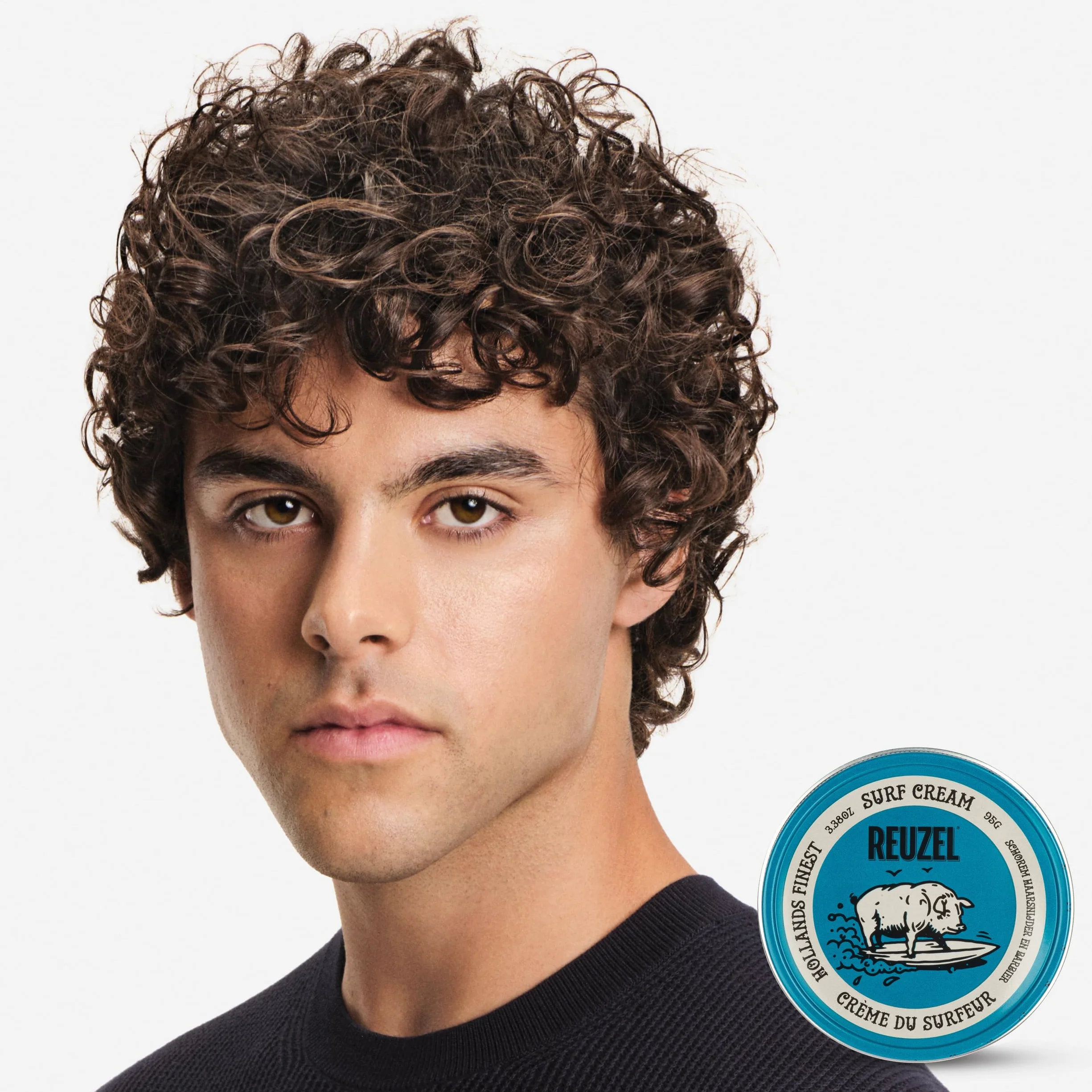 Reuzel Surf Cream, pomada en crema mate para hombres, crema de peinado de fijación ligera y flexible, 3,38 oz/95 g