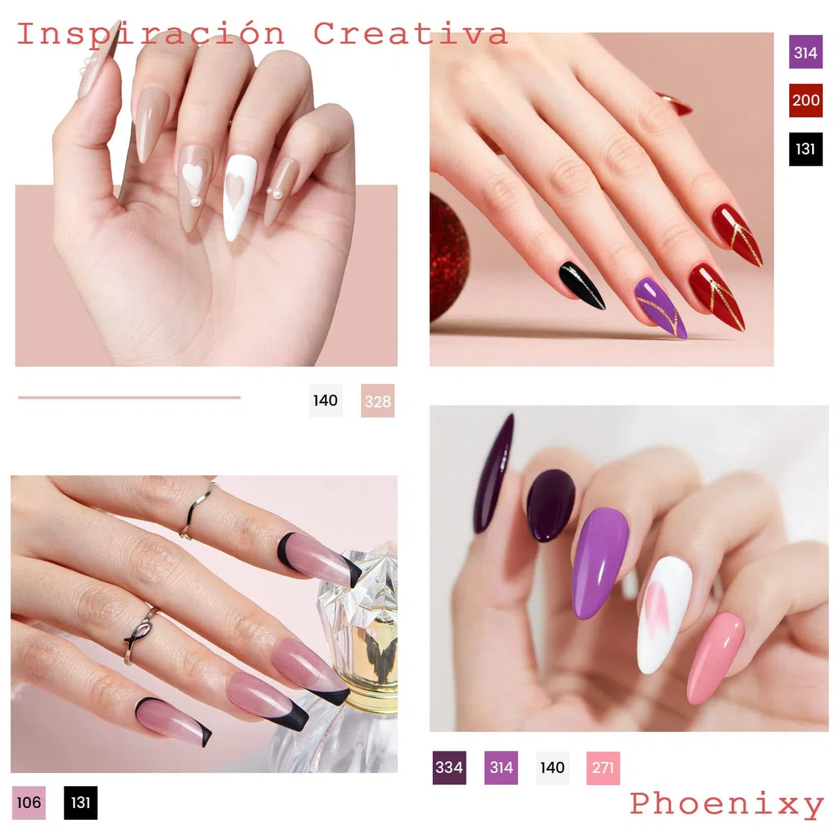 Phoenixy 25 Colores Uñas Semipermanentes Kit Completo con U V/LED Lámpara Kit Uñas Semipermanentes con Base y 4 Top Coat, Azul, Verde, Nail Art en Casa