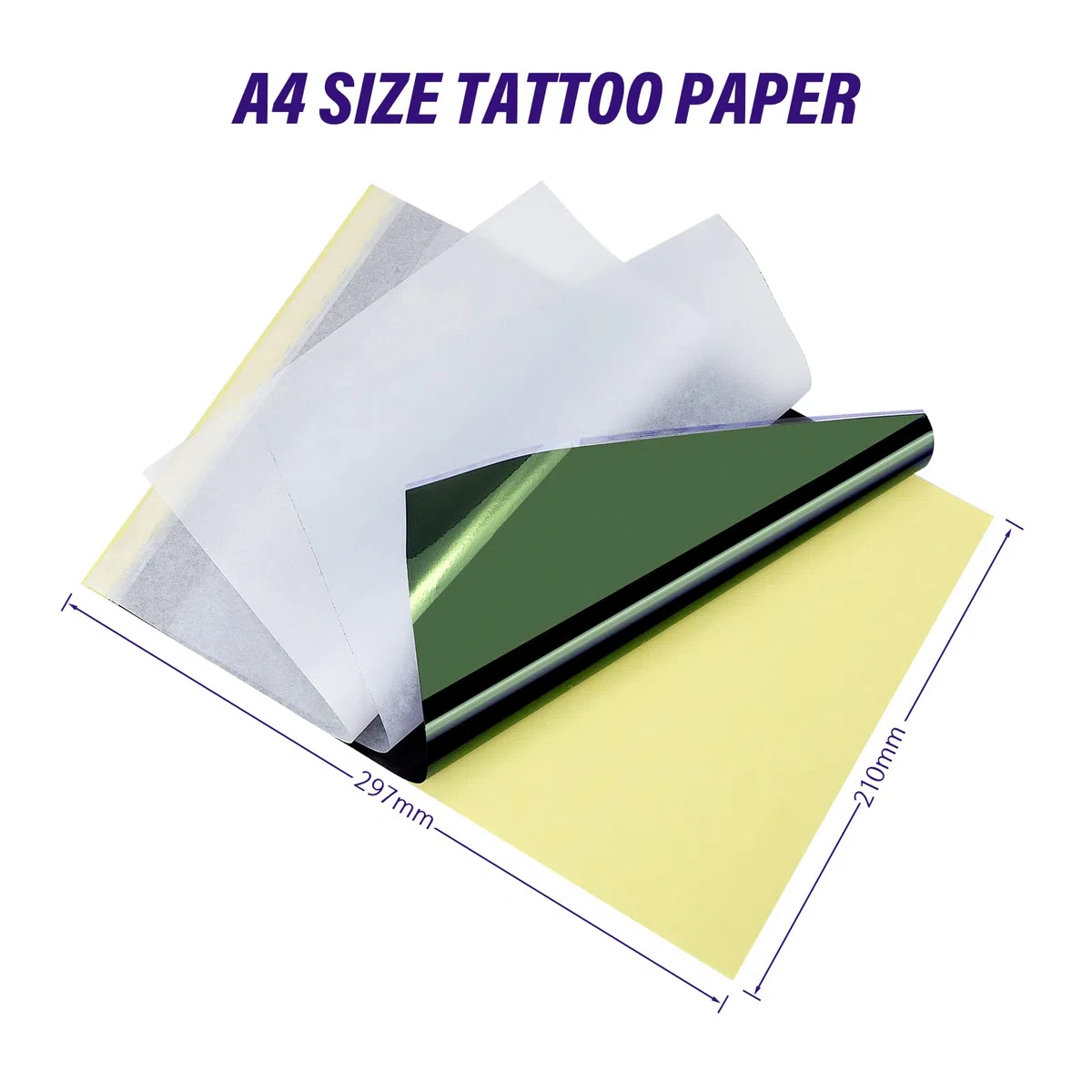 TATELF 120 Hojas Papel de Transferencia de Tatuajes, A4 Papel Calco Tatuaje de 4 Capas, Tattoo Transfer Paper de Grafito para Tattoo Impresora máquina