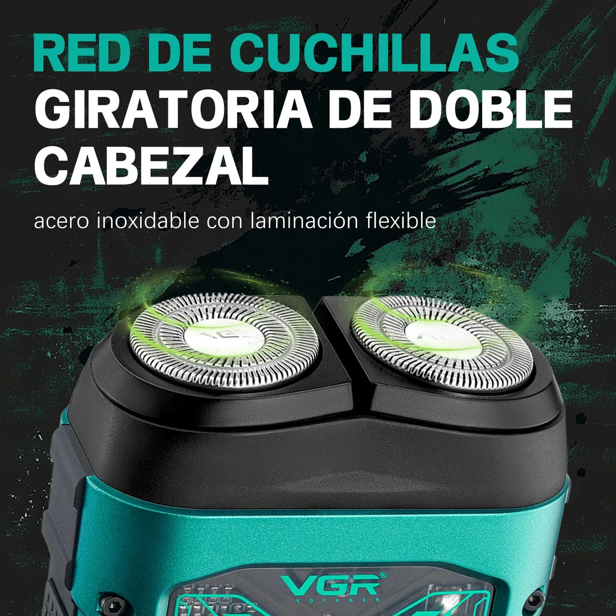 VGR 344 Mini Afeitadora Electrica Hombre, Afeitadora Electrica Hombre Portátil de Viaje con Cuchillas Giratorias Dobles Magnéticas Para Una Fácil Limpieza, Resistente al Agua IPX6, Carga USB, Verde