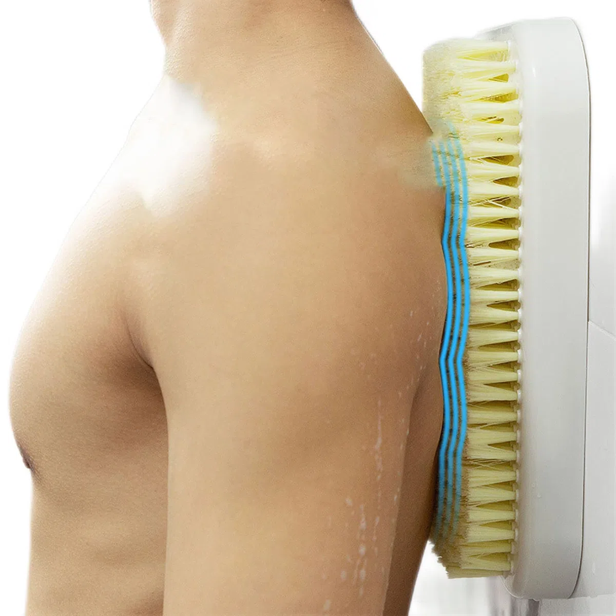 Limpiador de espalda montado en la pared para ducha, cepillo corporal exfoliante, arandela trasera de silicona manos libres para limpieza profunda y masaje, adecuado para hombres y mujeres
