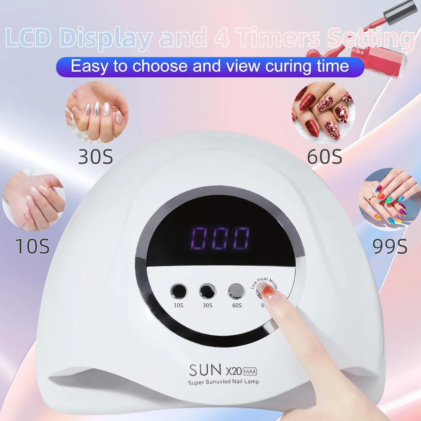 Secador Profesional de Uñas UV LED 320W con 72 LEDs, Sensor Automático y 4 Temporizadores, para Manicura y Pedicura