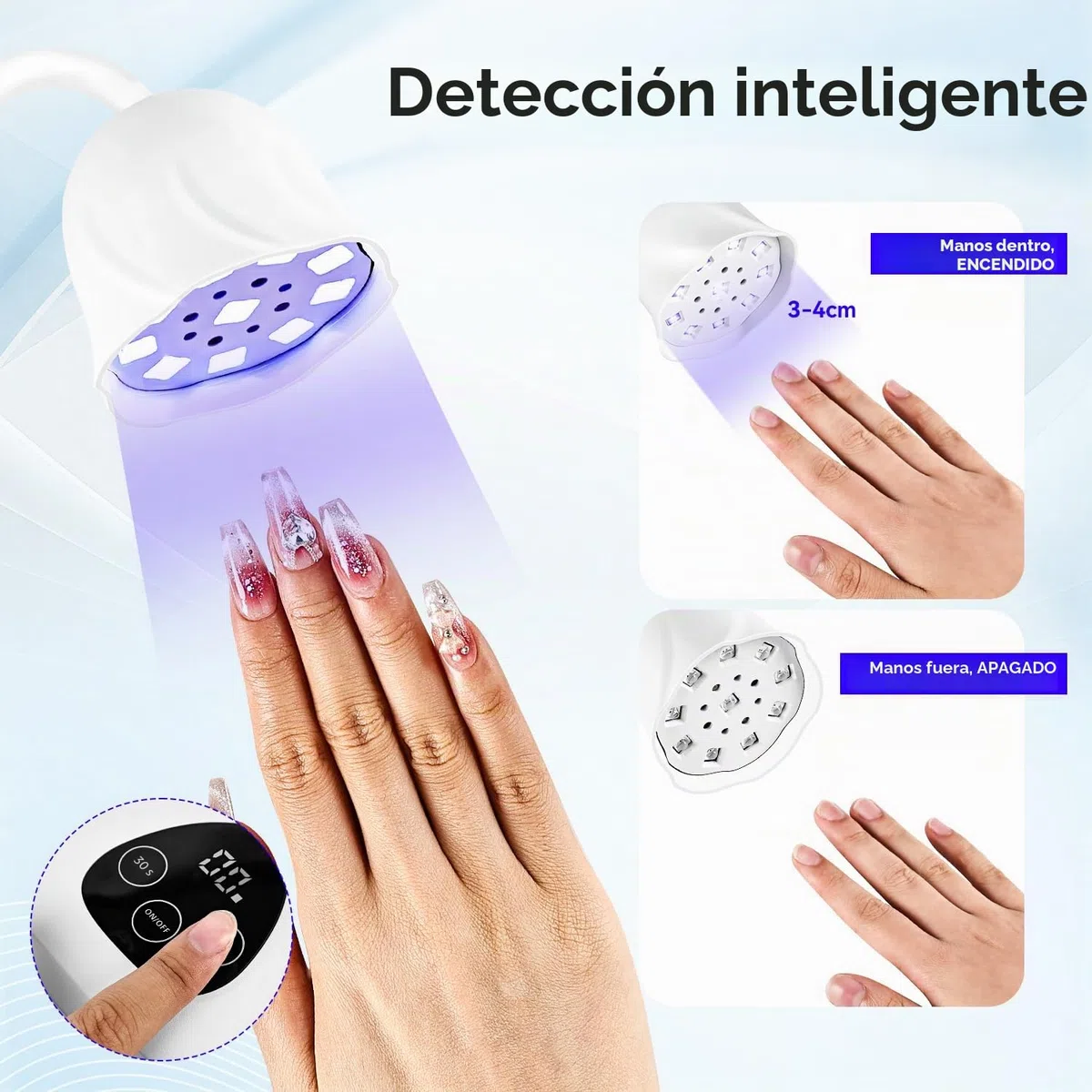 JODSONE Mini lámpara LED inalámbrica para uñas UV, recargable portátil para uñas de gel, sensor automático, lámpara LED de uñas blanca