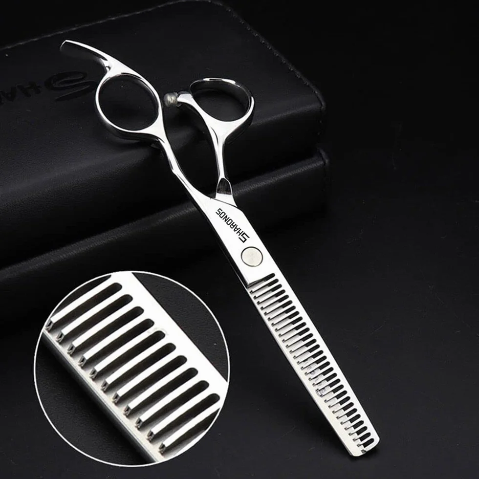 Sharonds cortadora de pelo profesional de 6 pulgadas, tijeras delgadas de acero inoxidable, tijeras eficientes(Tijeras delgadas de 6 pulgadas-E)