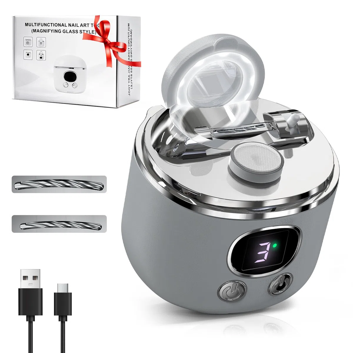 Cortauñas eléctrico 4 en 1 2026 Pro con luz LED y lupa, 3 velocidades para recortar y pulir uñas, Ideal para bebés, personas mayores y adultos, Recorta las uñas fácilmente
