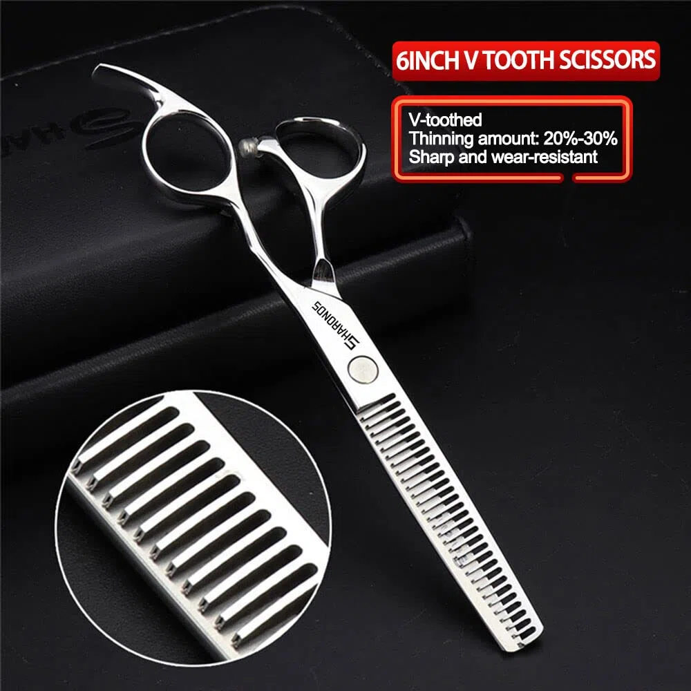 Sharonds cortadora de pelo profesional de 6 pulgadas, tijeras delgadas de acero inoxidable, tijeras eficientes(Tijeras delgadas de 6 pulgadas-E)