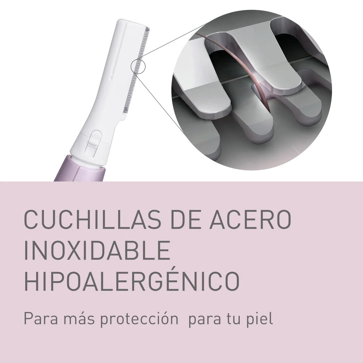 Panasonic ES-WF71-V503 Recortador de Cejas y Vello Facial Mujer, Perfilador De Cejas, Cabezal Flexible, Acero Inoxidable Hipoalergénico, Funciona con Pilas AAA, Lila