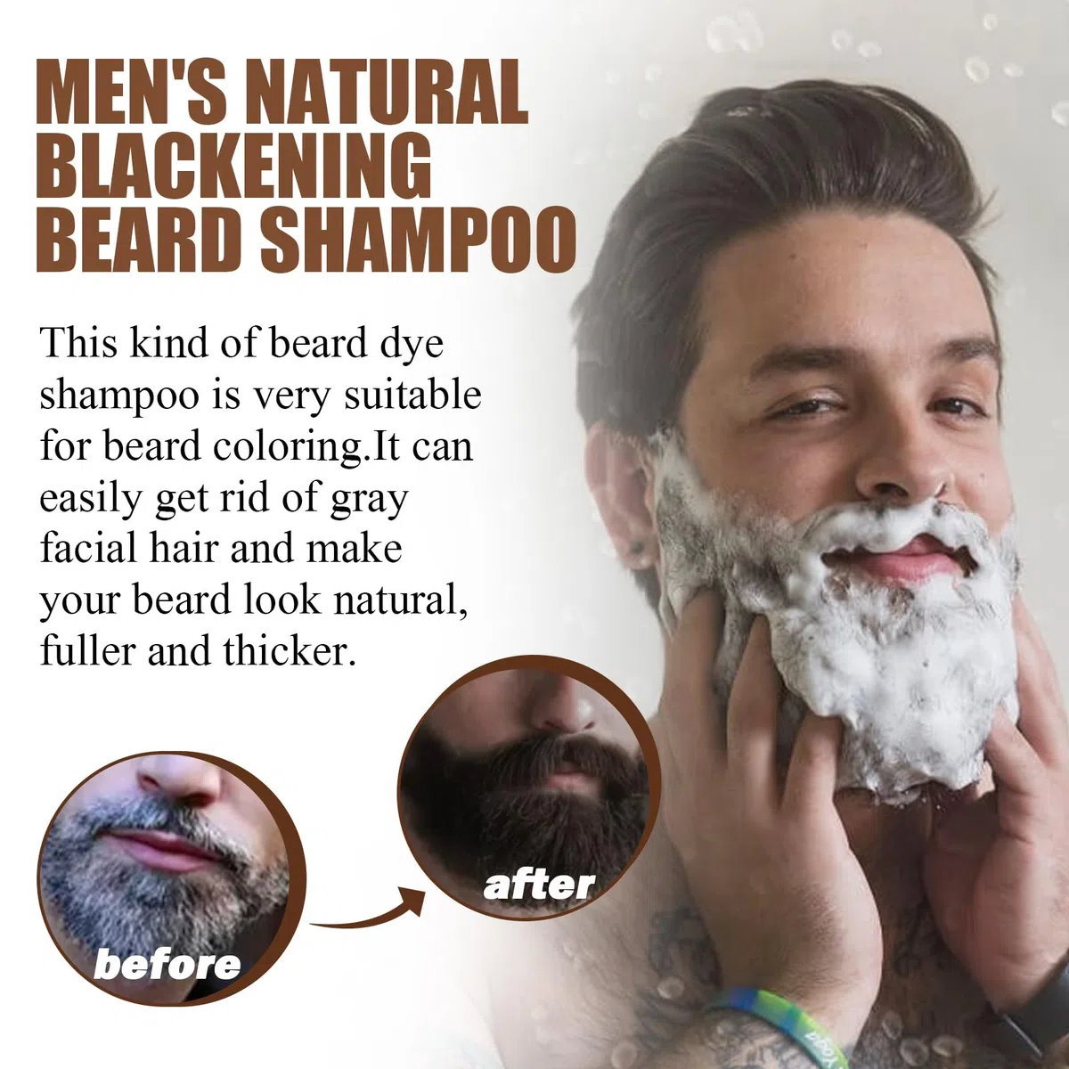 Tinte Para Barba Hombre, Tinte Barba Hombre, Barra De Champú para Oscurecer la Barba, Color de Barba Negro, Barra de Champú para Oscurecer el Cabello, el Cuidado Diario de la Barba