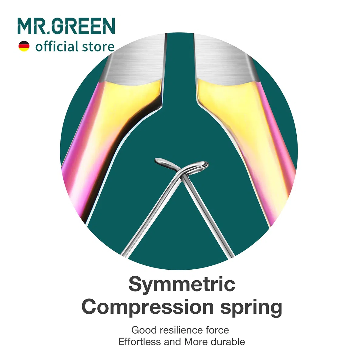 MR.GREEN Profesionales Tijeras para Cutículas y Empujador de Cutículas de Acero Inoxidable Manicura Set para Salón y Hogar(Color Titanio+Empujador)
