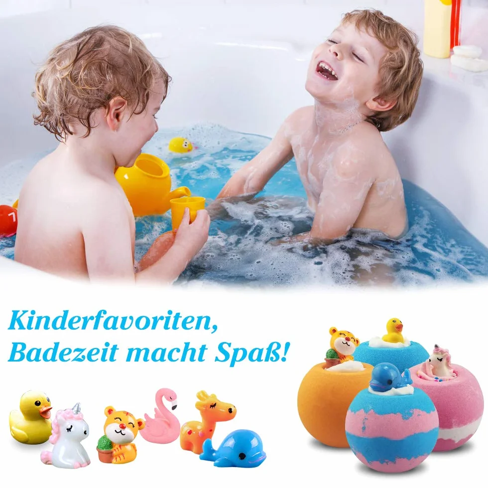Bombas de Baño para Niños, con Juguetes Sorpresa, Sales Relajantes y Divertidos, Set de Regalo Cumpleaños Valentin Navidad para Amigas Mujer