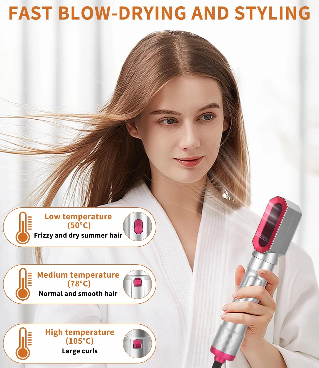 Cepillo Secador de Pelo Air Styler 6 en 1,Secador de Pelo Profesional de 1000W,Tecnología Iónica,Moldeador de Pelo, Automático de Rizado de Aire, Hair Styler para Todos Los Peinados
