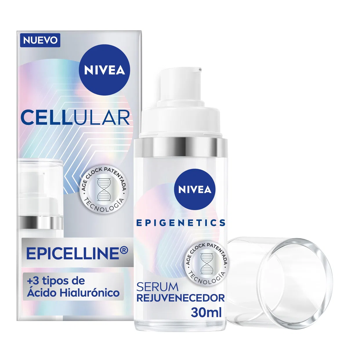 NIVEA Cellular Epigenetics - Serum Facial Rejuvenecedor con Epicelline - Cuidado facial Antiedad - 3 Tipos de Ácido Hialurónico - Revierte la Edad de la Piel - Todo tipo de pieles - 30 ml
