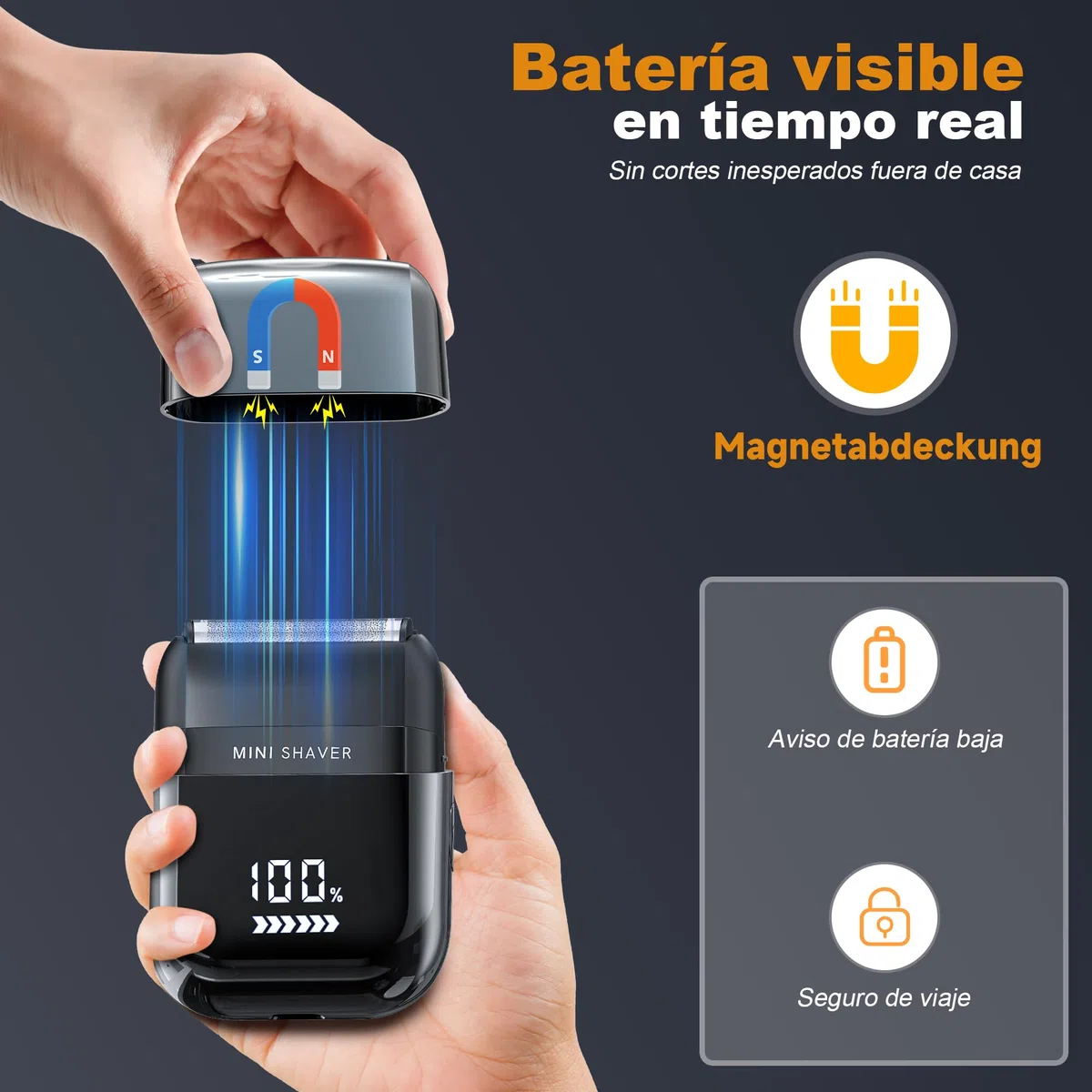 Mini Afeitadora Electrica para Hombres con Pantalla LED, Impermeable IPX7, Portátil Silenciosa y Lavable