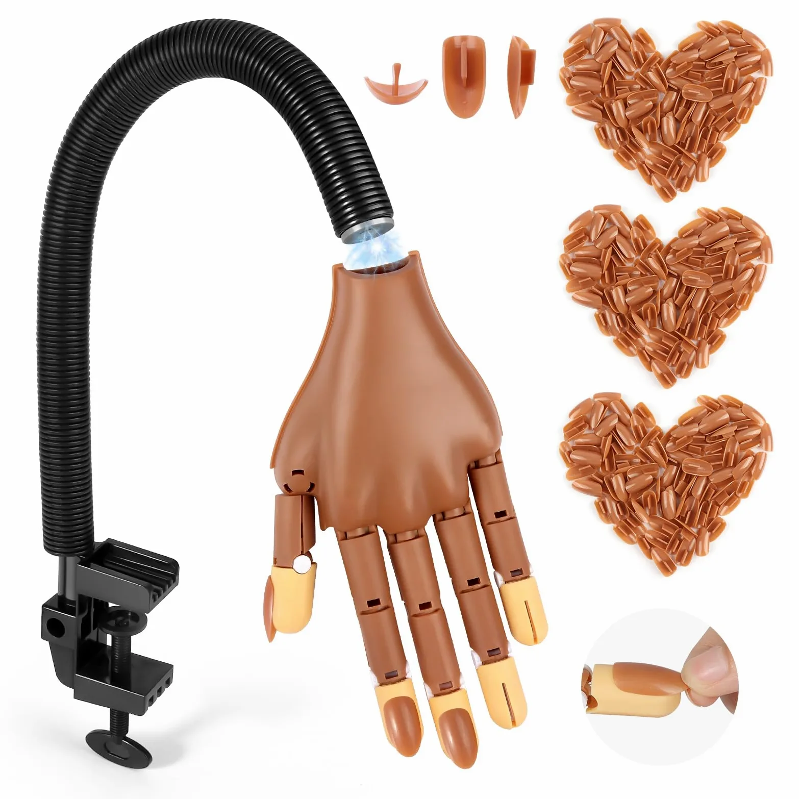 Mano de práctica magnética para uñas acrílicas: mano flexible para practicar uñas para principiantes, mano realista de entrenamiento de uñas para salones de belleza y hogar, mano falsa flexible