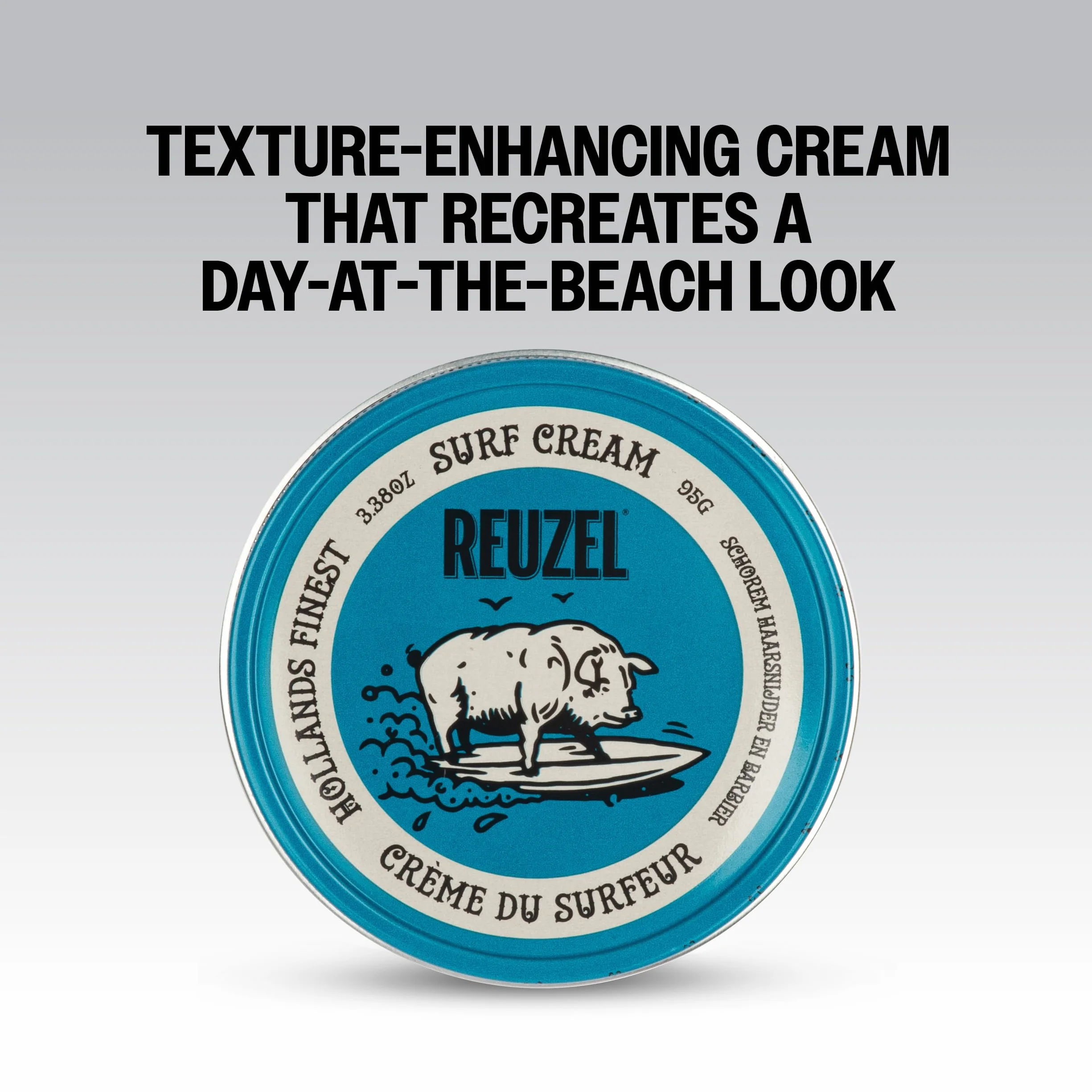 Reuzel Surf Cream, pomada en crema mate para hombres, crema de peinado de fijación ligera y flexible, 3,38 oz/95 g