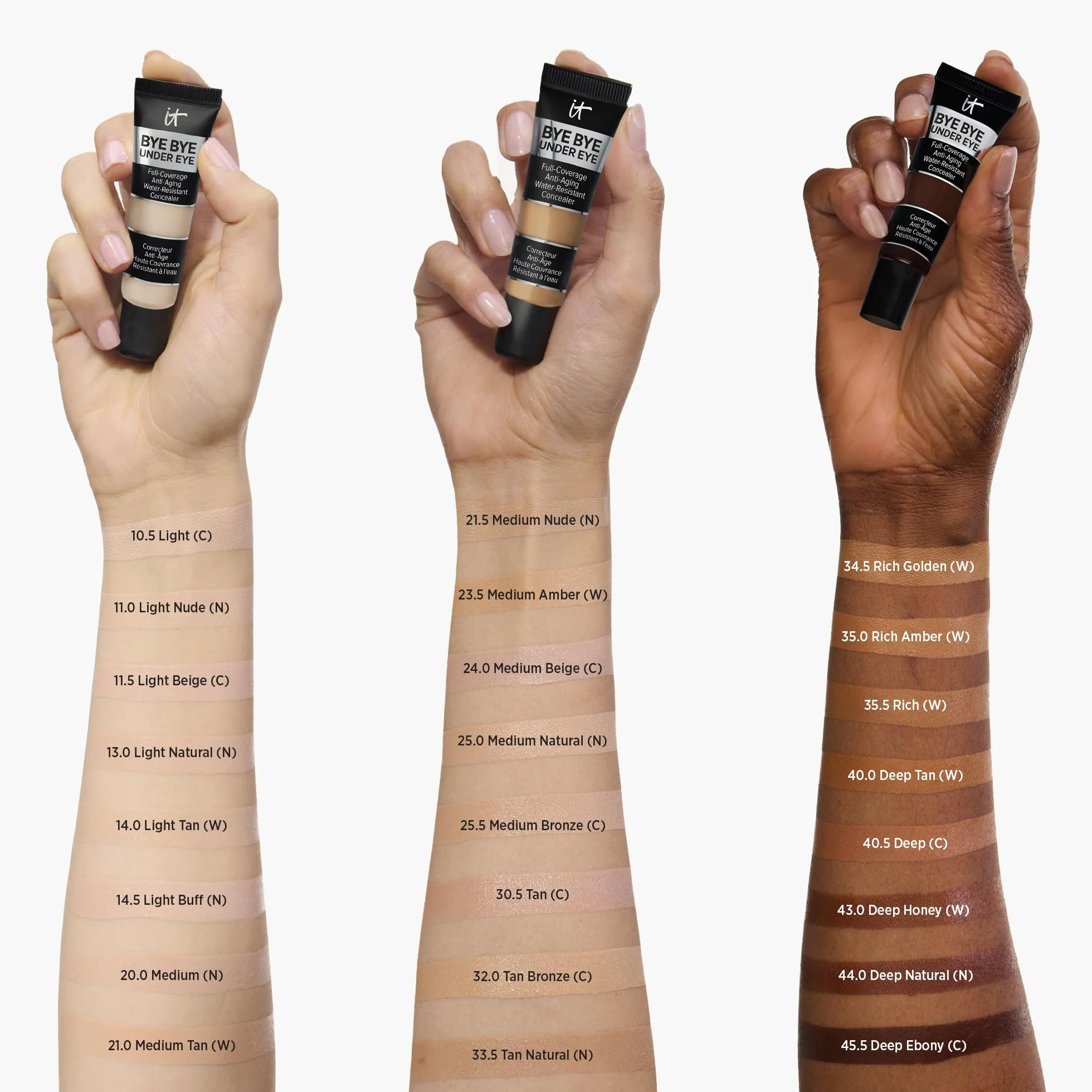 IT Cosmetics, Corrector De Ojeras Antiedad, Waterproof, Cobertura Total, Corrige Ojeras, Bolsas y Otras Imperfecciones, Tecnología Expression Proof, 28 Tonos Disponibles, Bye Bye Under Eye, 12 ml