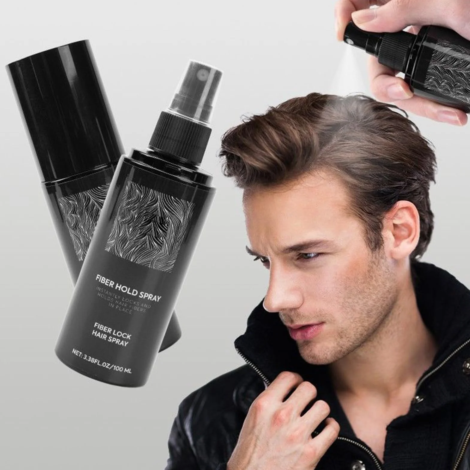 Espray para espesar el cabello (100 ml) para añadir volumen y plenitud, más firme para el cabello con fibras, de secado rápido, niebla espesante para barba calvicie, fijación de peinados