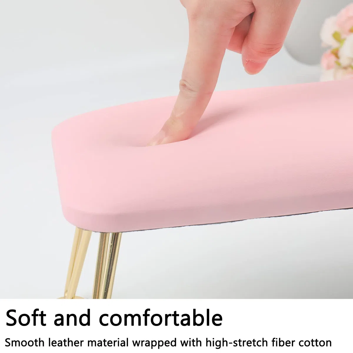 Apoya Manos para Manicura, Reposamanos para Uñas Cojín de Mano de Manicura de Cuero de Microfibra con Reposabrazos Manicura Alfombras Pequeñas Accesorios para Uñas para Manicura (Rosa)
