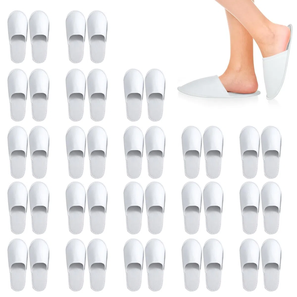 Tissting 20 Pares Pantuflas de SPA Desechables para Hotel, Zapatillas de Hotel para Invitados, Zapatillas de Hotel, Estar por Casa con Punta Cerrada Unisex para SPA, Hotel, Fiesta