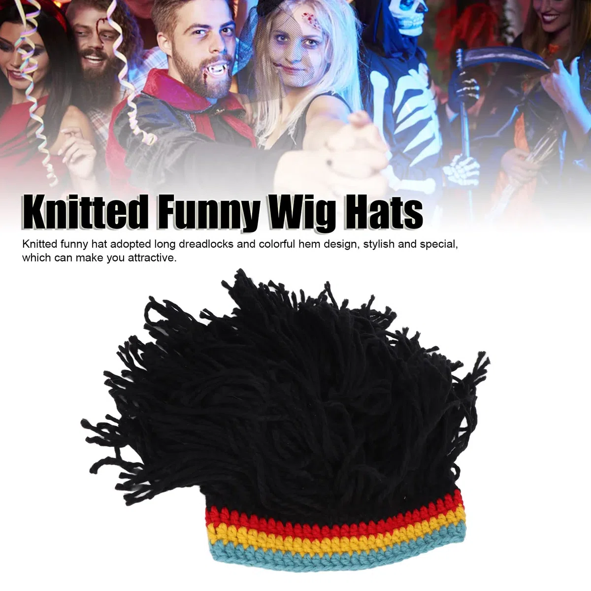 Topyond Gorros De Peluca Divertidos De Punto Alta Elasticidad Mantener Caliente Gorro De Punto con Rastas Sombreros Hombres Ropa De Invierno para Hombres Navidad Halloween Pelucas Para Niñas