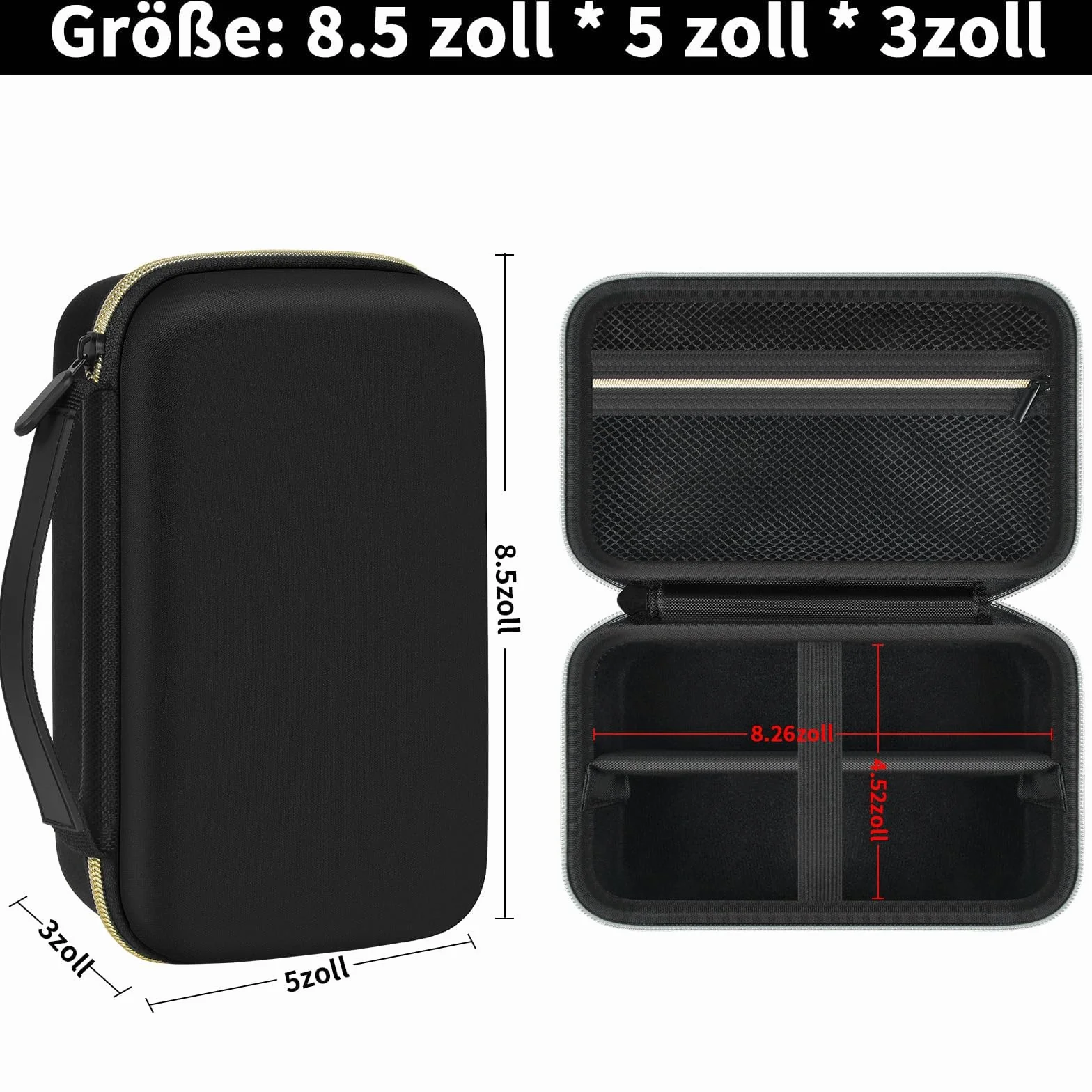 Bolsa para cortapelos Jack & Rose Set para hombre, cortapelos y barba, caja de almacenamiento (solo caja de almacenamiento) -Cremallera dorada